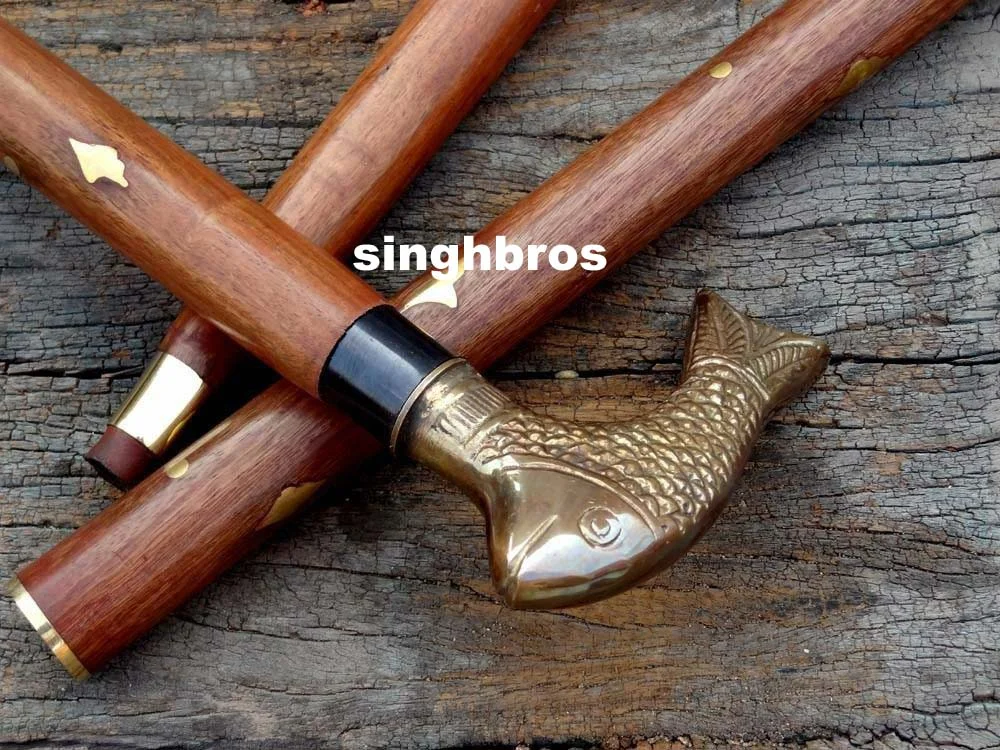 Vintage Nautical Globe Handle Walking Cane — 37 Inch Wood — Handmade Antique Replica | SinghBros Mart