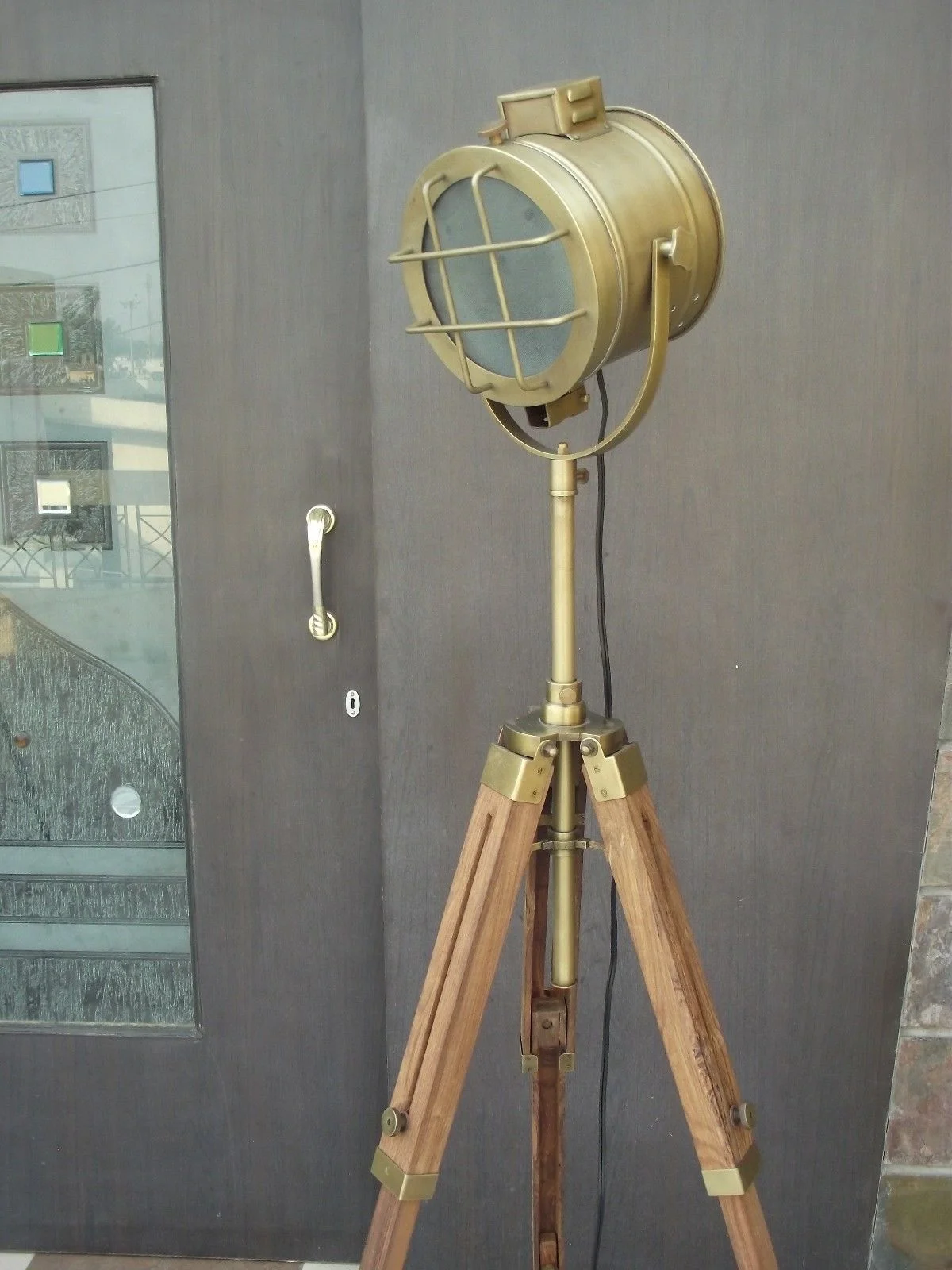 Antique Brass Searchlight Floor Lamp — 65 Inch Tripod | SinghBros Mart
