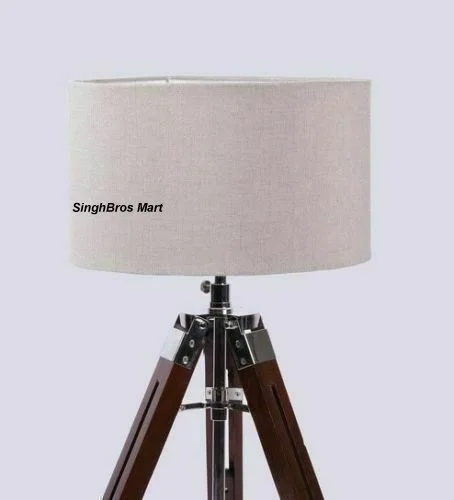 Nautical Tripod Table Lamp — Solid Wood Legs &amp; Adjustable — detail view | SinghBros Mart