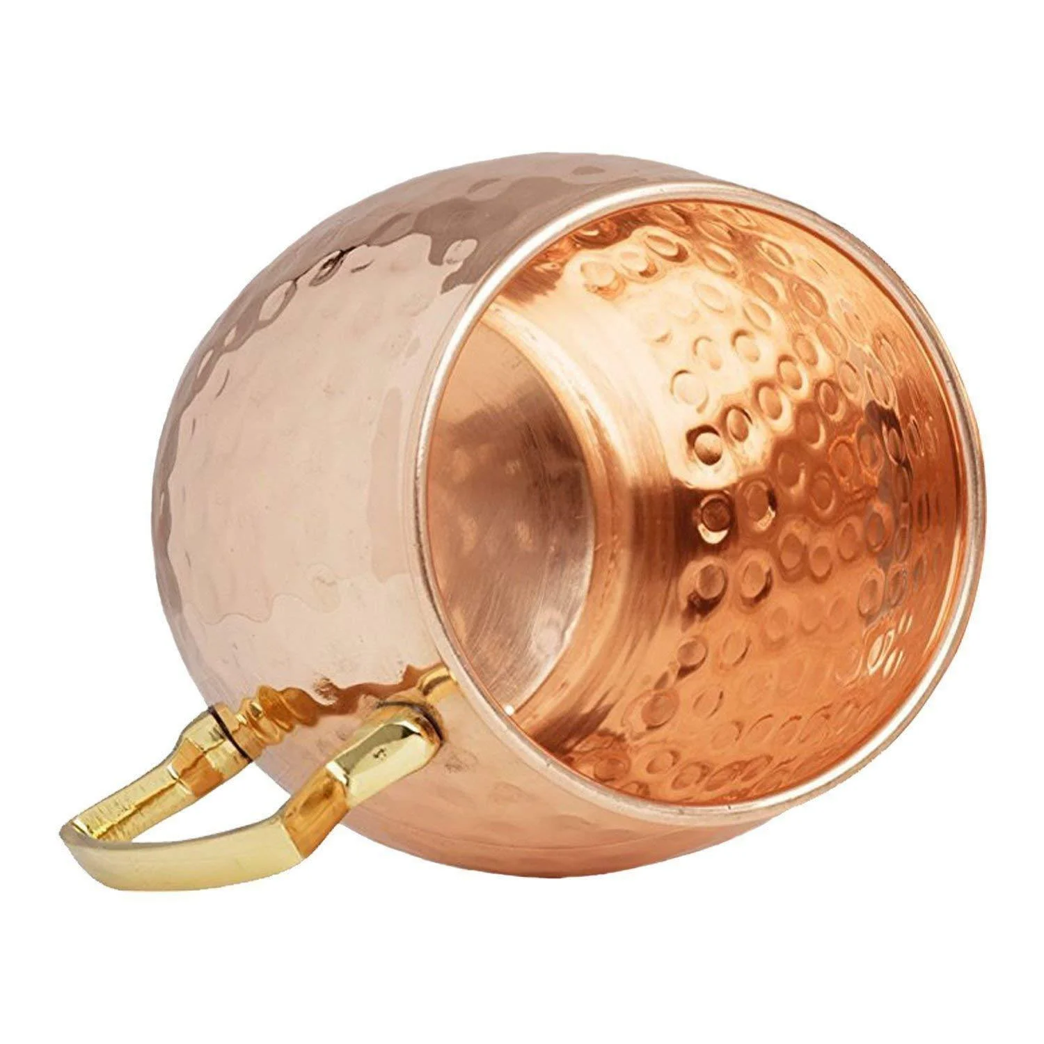Hammered Copper Moscow Mule Mug — Nickel Lined Interior — angle view | SinghBros Mart