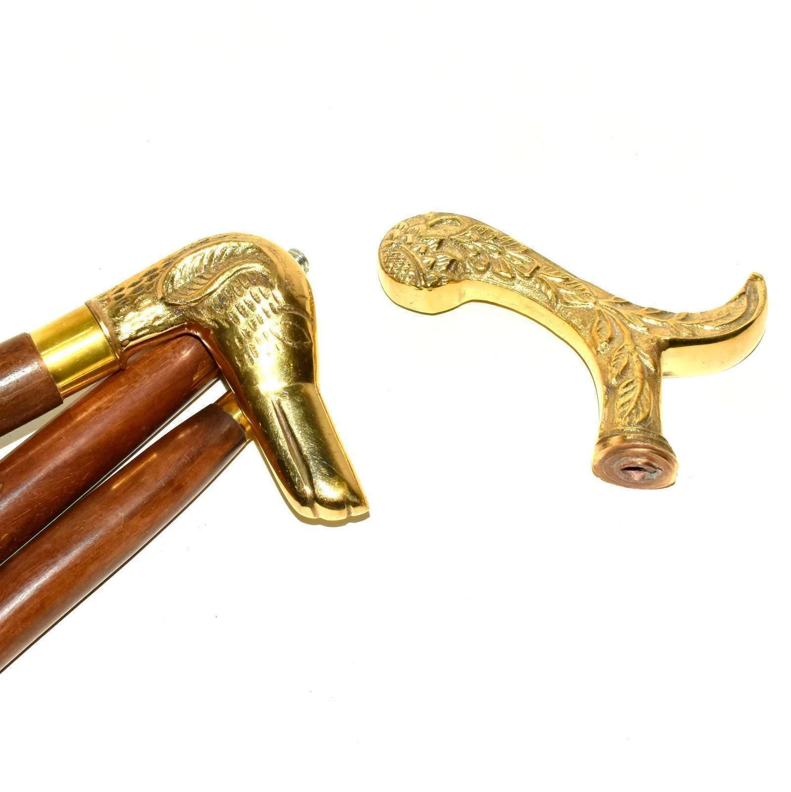 Brass Handle Walking Cane — 36 Inch Designer Stick — side view | SinghBros Mart