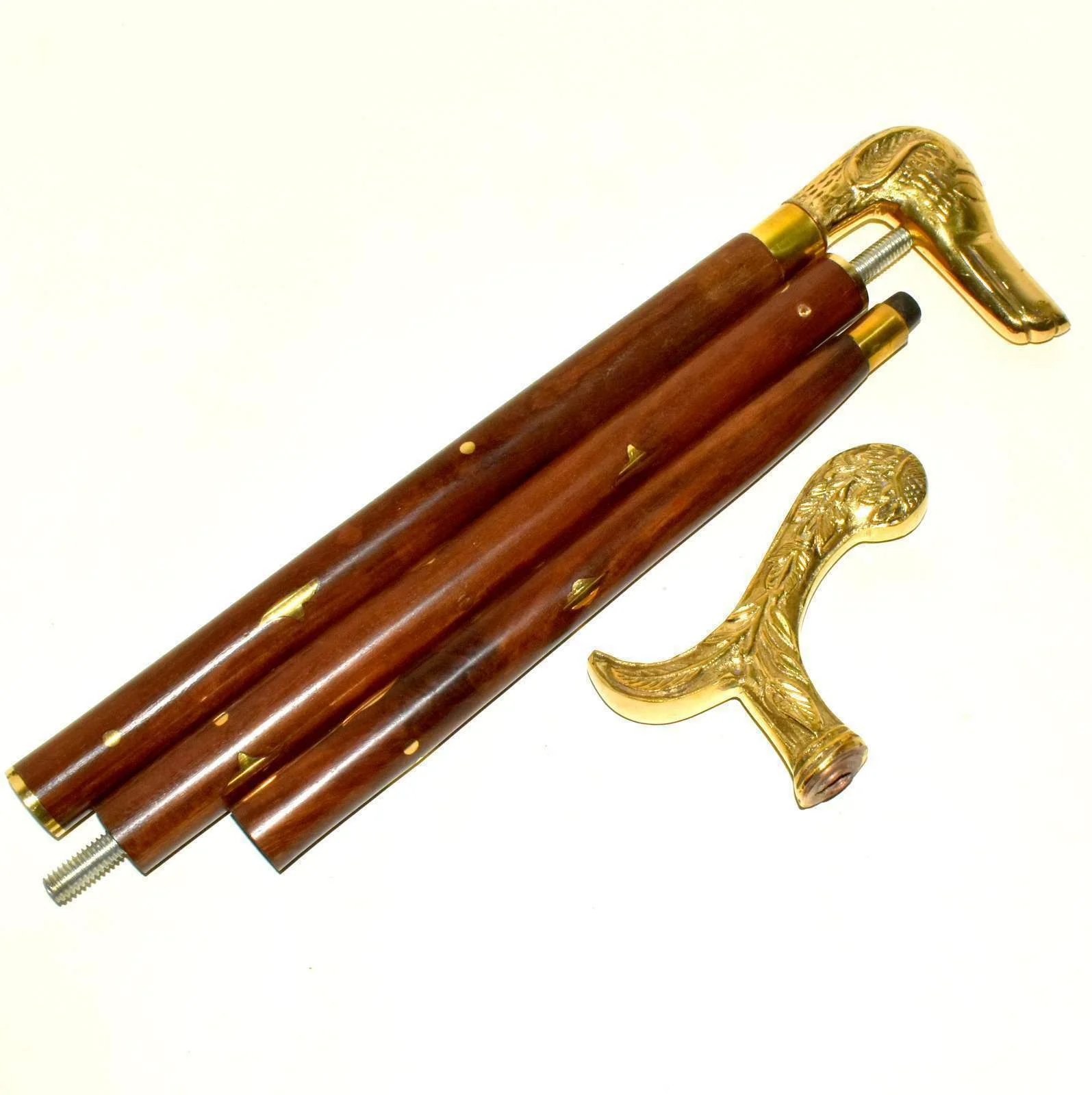 Brass Handle Walking Cane — 36 Inch Designer Stick — close-up | SinghBros Mart