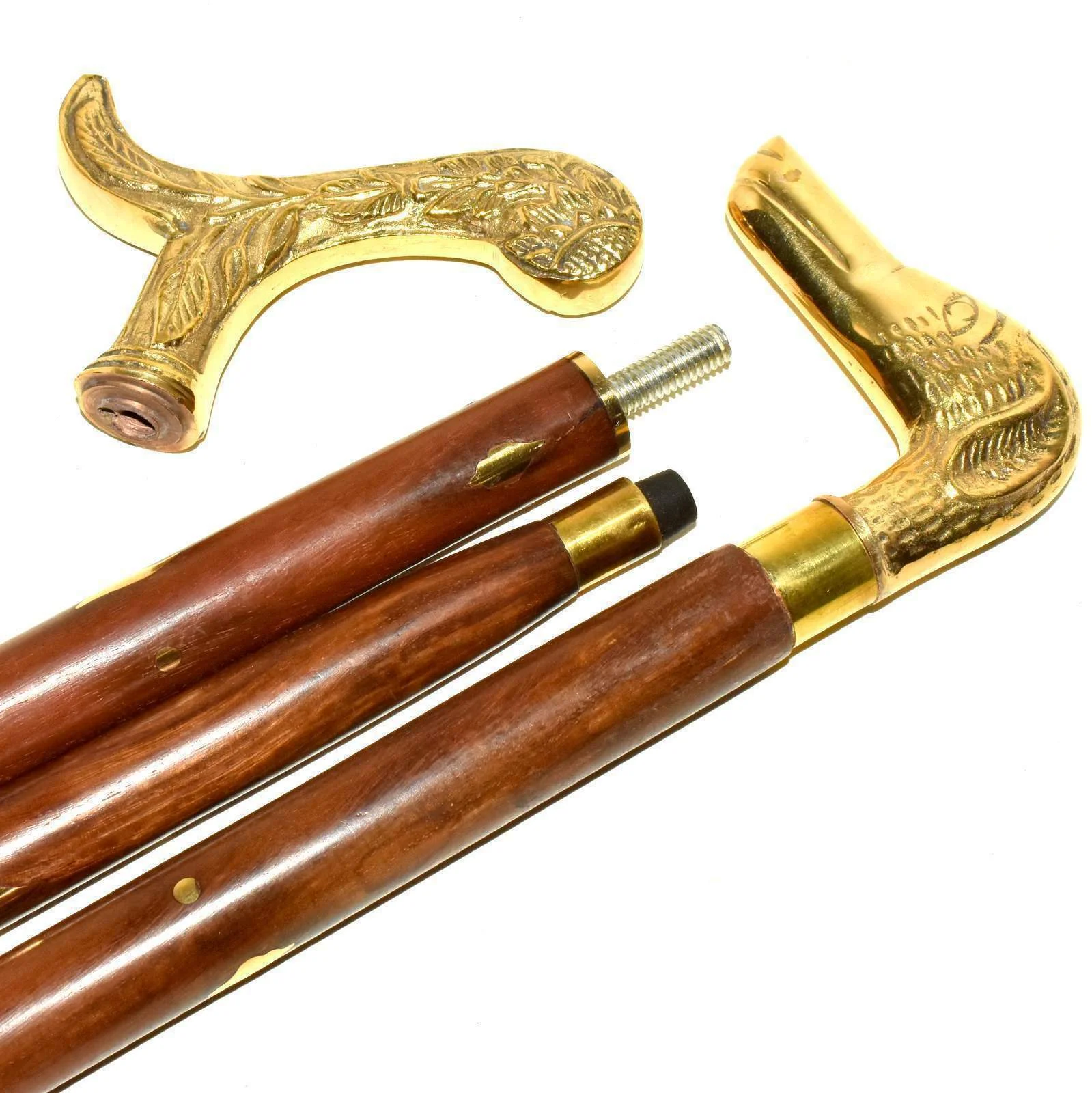 Brass Handle Walking Cane — 36 Inch Designer Stick — Handmade Antique Replica | SinghBros Mart