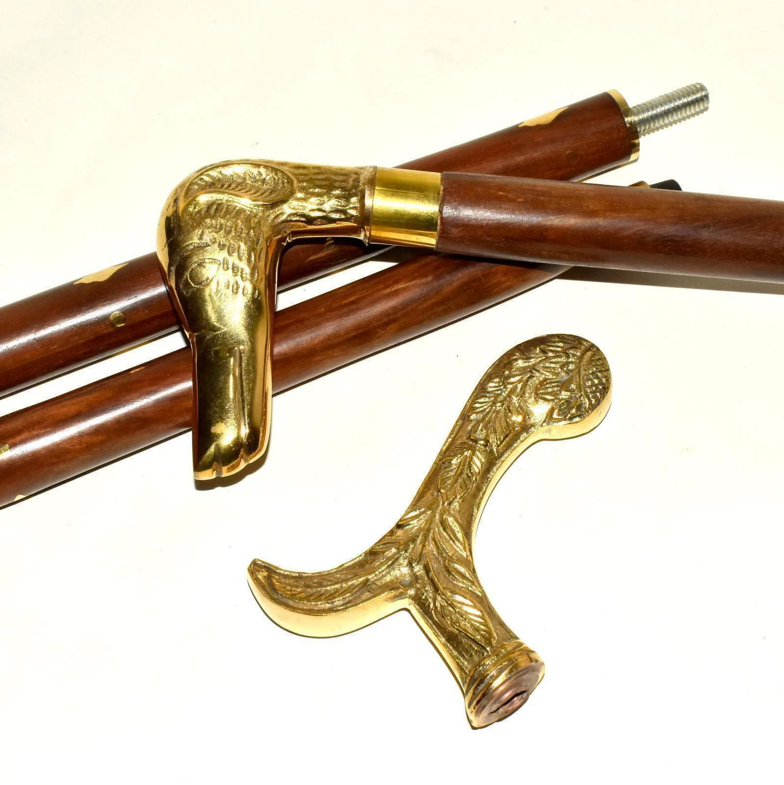 Brass Handle Walking Cane — 36 Inch Designer Stick — back view | SinghBros Mart