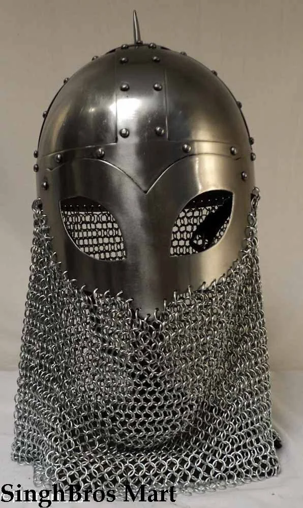 Medieval Knight Helmet with Chainmail — 18 Gauge Steel