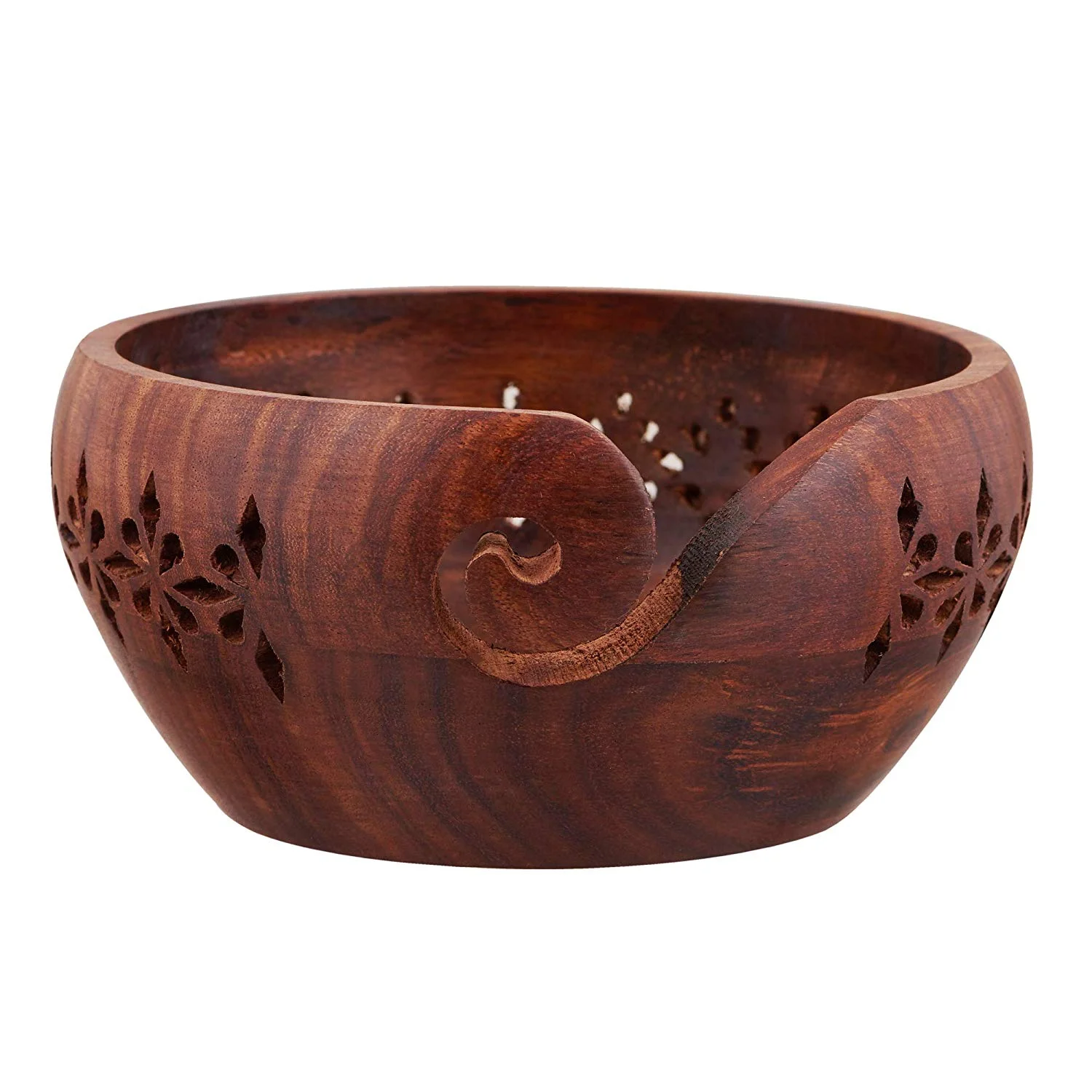 Wooden Yarn Bowl for Knitting — Handmade Storage Organizer