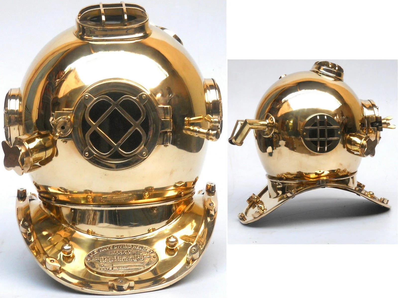 Antique Brass Diving Helmet — Nautical Marine Collectible