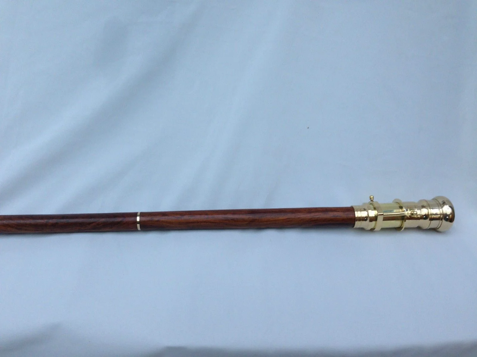 Victorian Telescope Walking Cane — Brass Handle Rosewood — detail view | SinghBros Mart