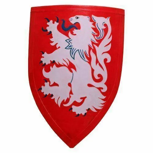 Medieval Crusader Lion Shield — 18 Gauge Steel Red 24" — Handmade Antique Replica | SinghBros Mart
