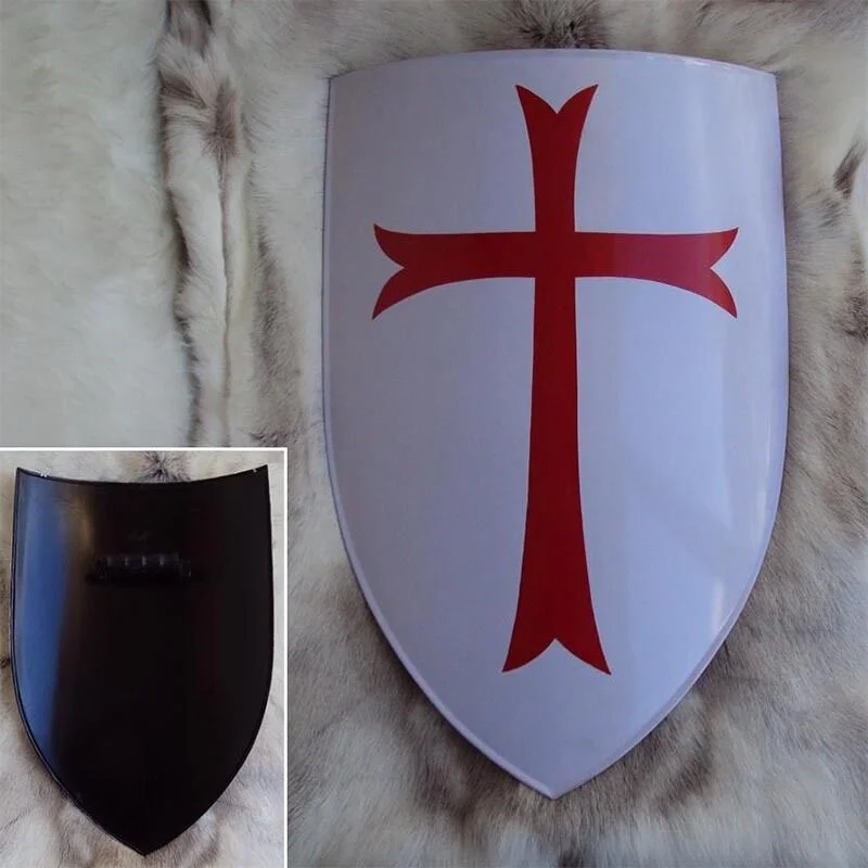 Medieval Crusader Shield — 18 Gauge Steel Red Cross Design — Handmade Antique Replica | SinghBros Mart