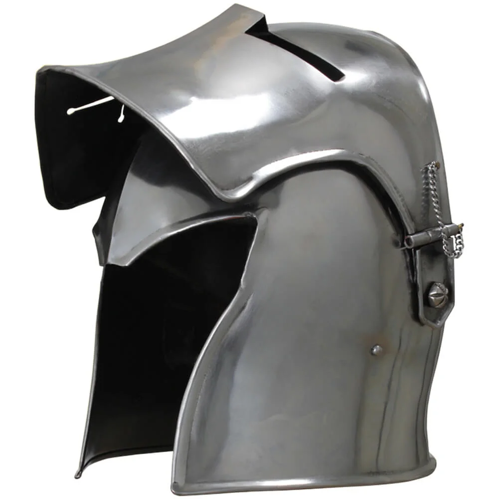 Medieval Visored Barbuta Helmet — Adjustable Fit Design — close-up | SinghBros Mart