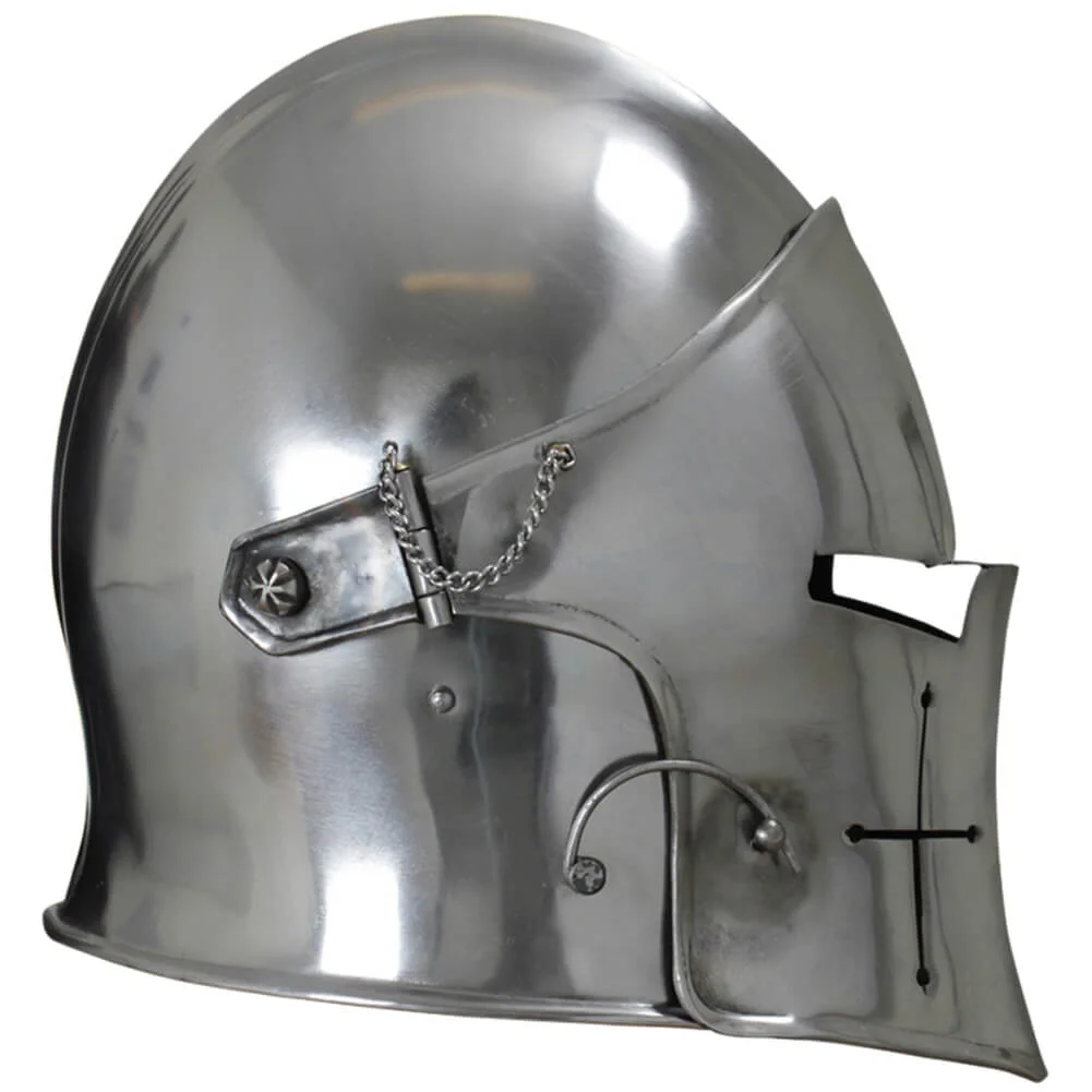 Medieval Visored Barbuta Helmet — Adjustable Fit Design — detail view | SinghBros Mart