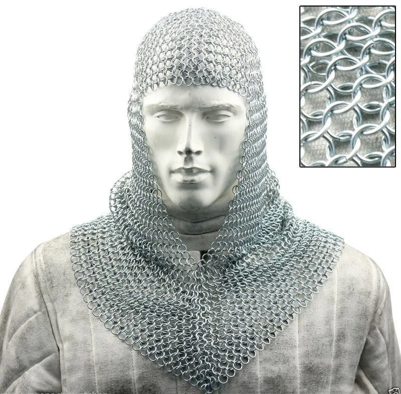 Chainmail Coif Hood — 9mm Riveted V-Shape Aluminum Design | SinghBros Mart