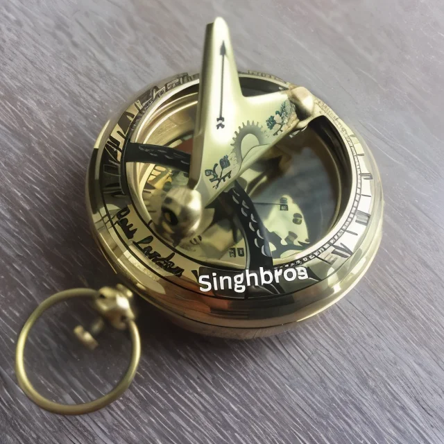 Brass Sundial Compass — Pocket Marine Navigation Tool