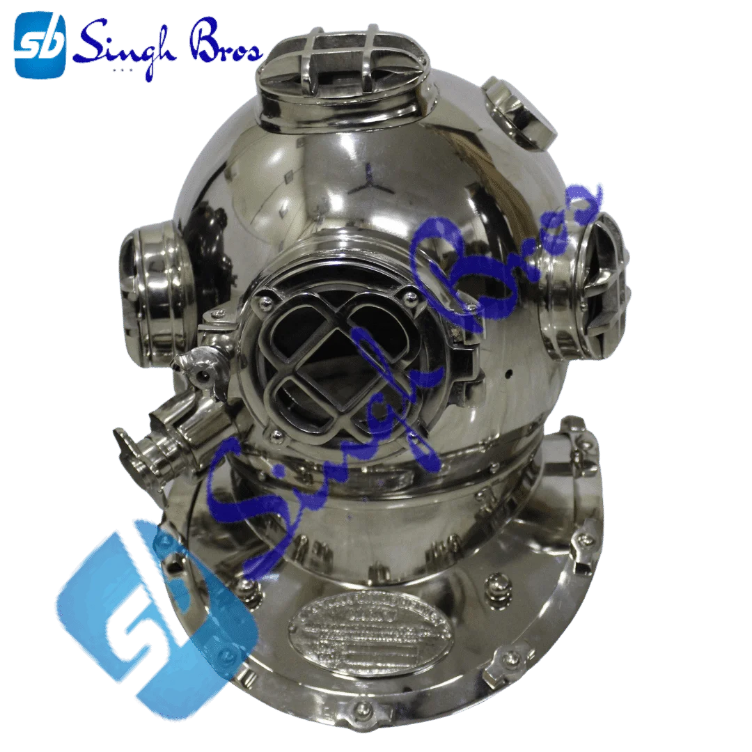 Chrome Scuba Diving Helmet — 18 Inch Nautical Replica Display