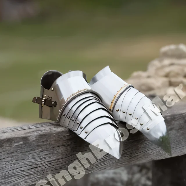 Medieval Steel Sabatons — Adjustable Gothic Knight Armor Feet — detail view | SinghBros Mart