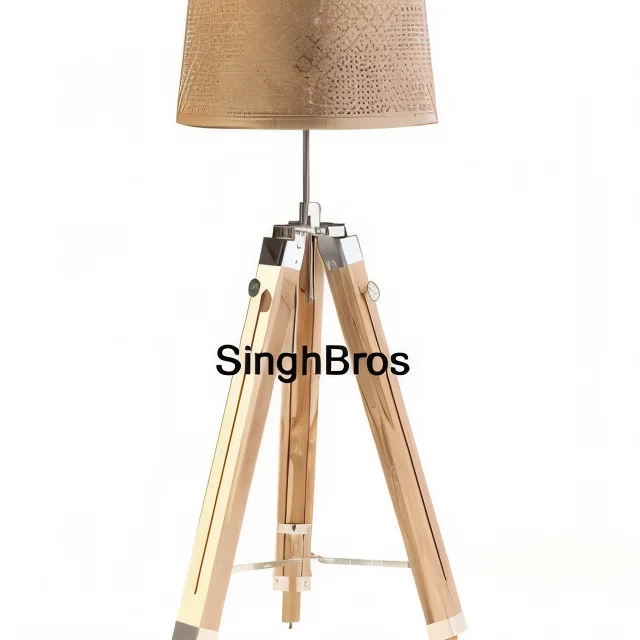 Nautical Tripod Table Lamp — Chrome Spotlight 24 Inches — close-up | SinghBros Mart