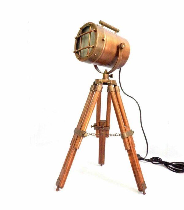 Collectibles Nautical Spot Light Table Lamp Brown Tripod